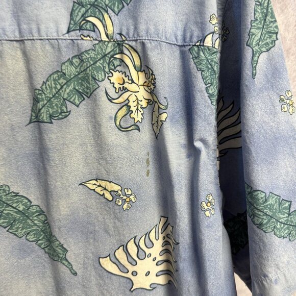 Vintage Ocean Pacific Op Hawaiian Shirt Mens L 24x29 Blue Loop Collar - Picture 5 of 8
